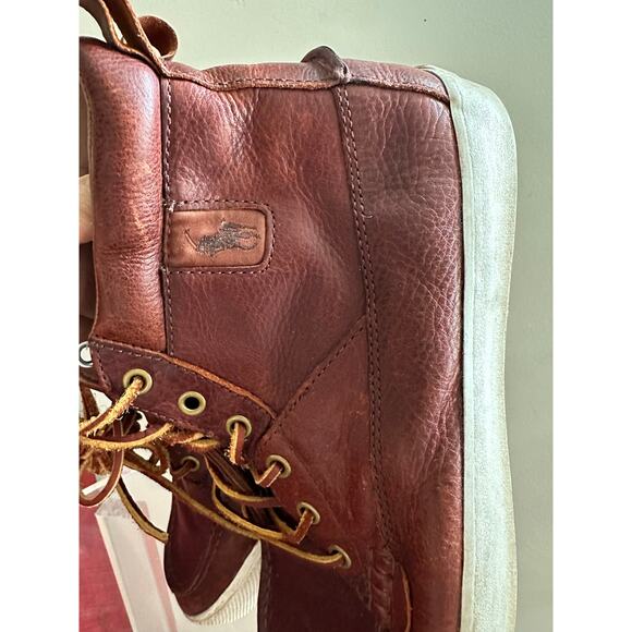 Polo Ralph Lauren Shoes Tavis Brown Leather High Top Sneakers Boots Men Size - Picture 11 of 16
